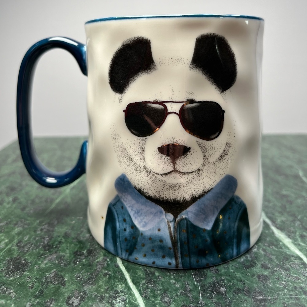 Signature Hipster Animal Panda with Glasses Stoneware Coffee Mug-14 oz.
